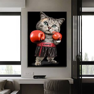 Boksör Kedi Kanvas; Çocuk Odası Sanatı 80x120 cm