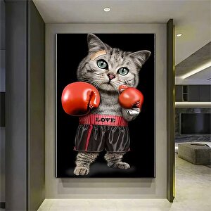 Boksör Kedi Kanvas; Çocuk Odası Sanatı 50x70 cm