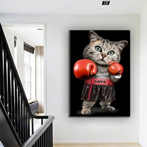 Boksör Kedi Kanvas; Çocuk Odası Sanatı 50x70 cm