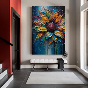 Renkli Ayçiçeği Tablosu – Çiçek Desenli Duvar Sanatı 50x70 cm