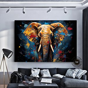 Fil Desenli Kanvas Sanatı; Büyük Pop Art Duvar Sanatı; Renkli Fil Kanvas Tablosu; Pop Art Kanvas Bas 40x60 cm