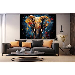 Fil Desenli Kanvas Sanatı; Büyük Pop Art Duvar Sanatı; Renkli Fil Kanvas Tablosu; Pop Art Kanvas Bas