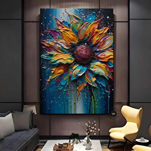 Renkli Ayçiçeği Tablosu – Çiçek Desenli Duvar Sanatı