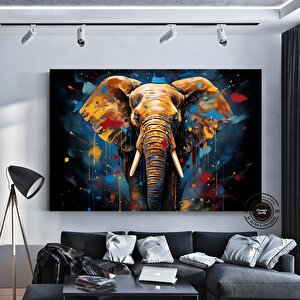 Fil Desenli Kanvas Sanatı; Büyük Pop Art Duvar Sanatı; Renkli Fil Kanvas Tablosu; Pop Art Kanvas Bas 50x70 cm