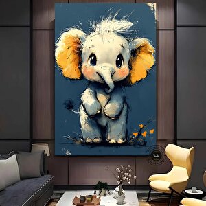 Fil Yavrusu Duvar Sanatı, Çocuk Odası Dekoru, Sevimli Hayvan Temalı Kanvas