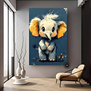 Fil Yavrusu Duvar Sanatı, Çocuk Odası Dekoru, Sevimli Hayvan Temalı Kanvas