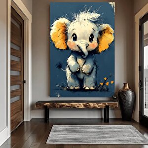 Fil Yavrusu Duvar Sanatı, Çocuk Odası Dekoru, Sevimli Hayvan Temalı Kanvas