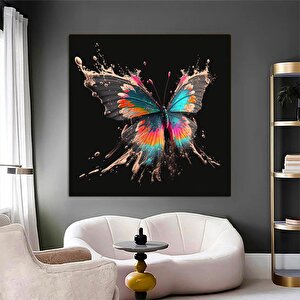 Renkli Kelebek Kanvas; Yatak Odası Dekoru; Hediye 80x80 cm