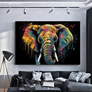 Modern Graffiti Fil Kanvası, Renkli Hayvan Sokak Sanatı, Ev Duvar Dekoru 90x180 cm