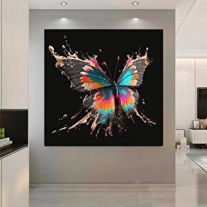Renkli Kelebek Kanvas; Yatak Odası Dekoru; Hediye 40x40 cm