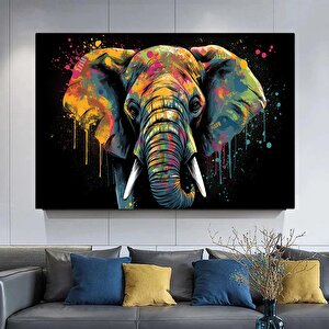 Modern Graffiti Fil Kanvası, Renkli Hayvan Sokak Sanatı, Ev Duvar Dekoru 150x250 cm