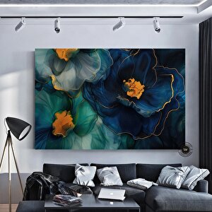 Lüks Mermer Duvar Dekoru, Sıvı Mermer Stili Çiçekli Soyut Kanvas