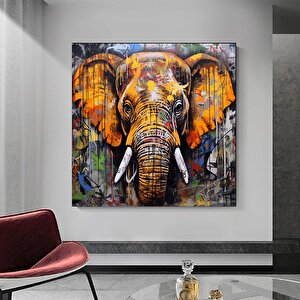 Pop Art Fil Kanvası, Graffiti Fil Tablosu, Renkli Sokak Sanatı Fil Dekoru