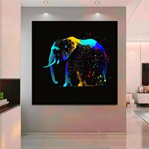 Soyut Renkli Fil Kanvas; Oturma Odası Dekoru 70x70 cm