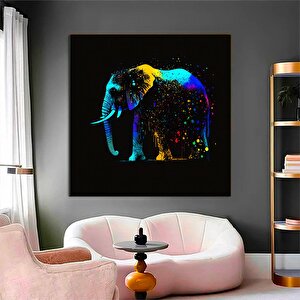 Soyut Renkli Fil Kanvas; Oturma Odası Dekoru 70x70 cm