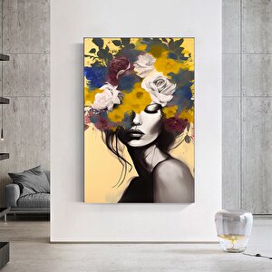 Çiçek Başlıklı Kadın Portresi, Zarif Kadın Temalı Kanvas Baskı, Asılmaya Hazır
