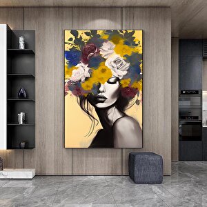 Çiçek Başlıklı Kadın Portresi, Zarif Kadın Temalı Kanvas Baskı, Asılmaya Hazır