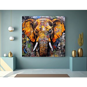 Pop Art Fil Kanvası, Graffiti Fil Tablosu, Renkli Sokak Sanatı Fil Dekoru