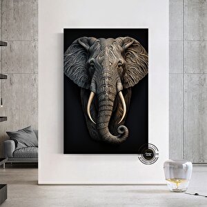 Siyah & Altın Fil Tablosu; Şık Fil Duvar Sanatı; Çok Renkli Kanvas; Hediye