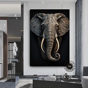 Siyah & Altın Fil Tablosu; Şık Fil Duvar Sanatı; Çok Renkli Kanvas; Hediye 140x200 cm