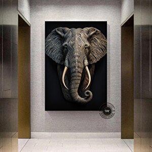 Siyah & Altın Fil Tablosu; Şık Fil Duvar Sanatı; Çok Renkli Kanvas; Hediye 140x200 cm