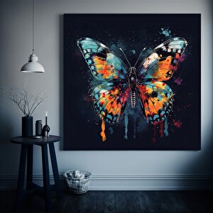 Renkli Kelebek Kanvas Duvar Sanatı; Hayvan Baskılı Kanvas; Kelebek Duvar Dekoru 40x40 cm