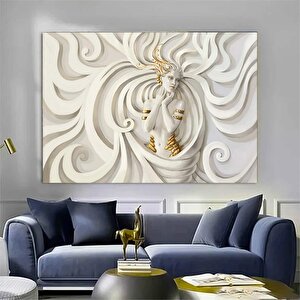 3d Çiçekli Kadın Kanvas – Soyut Çiçek Kadın Tablosu 90x180 cm