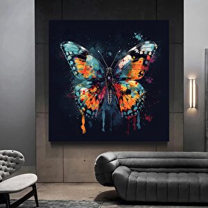 Renkli Kelebek Kanvas Duvar Sanatı; Hayvan Baskılı Kanvas; Kelebek Duvar Dekoru 80x80 cm