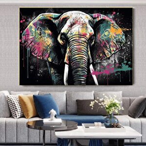 Modern Graffiti Fil; Duvar Sanatı Dekoru; Fil Kanvas Tablosu; Ofis Hediyesi
