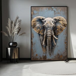 Altın Fil 3d Kanvas Tablo, Görkemli Afrika Vahşi Yaşam Dekoru, Asılı Hazır 40x60 cm