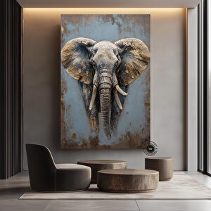Altın Fil 3d Kanvas Tablo, Görkemli Afrika Vahşi Yaşam Dekoru, Asılı Hazır 40x60 cm