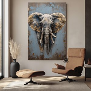 Altın Fil 3d Kanvas Tablo, Görkemli Afrika Vahşi Yaşam Dekoru, Asılı Hazır 40x60 cm