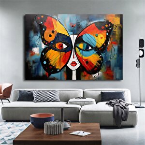 Pablo Picasso Stili Soyut Kelebek Kanvas Tablosu 150x290 cm