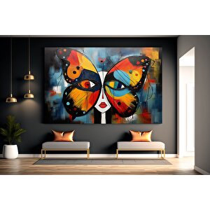 Pablo Picasso Stili Soyut Kelebek Kanvas Tablosu 80x120 cm