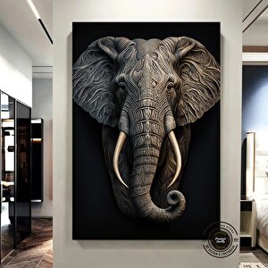 Siyah & Altın Fil Tablosu; Şık Fil Duvar Sanatı; Çok Renkli Kanvas; Hediye