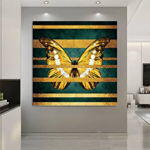 Altın Kelebek Kanvas Tablosu; Kelebek Ev Dekoru; Sarı Kelebek Sanatı; Altın Kelebek Ev Dekoru