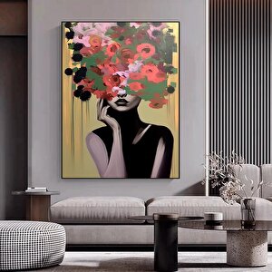 Çiçekli Kadın Kanvas Tablosu, Güller Ve Kadın Baskısı, Çiçek Kadın Portresi