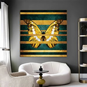 Altın Kelebek Kanvas Tablosu; Kelebek Ev Dekoru; Sarı Kelebek Sanatı; Altın Kelebek Ev Dekoru 50x50 cm