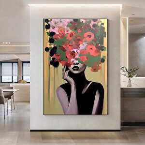 Çiçekli Kadın Kanvas Tablosu, Güller Ve Kadın Baskısı, Çiçek Kadın Portresi