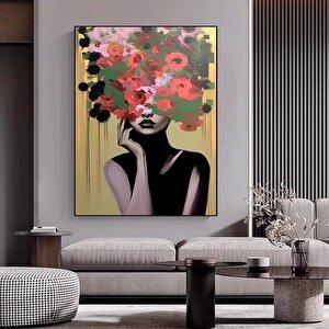 Çiçekli Kadın Kanvas Tablosu, Güller Ve Kadın Baskısı, Çiçek Kadın Portresi