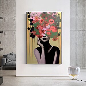 Çiçekli Kadın Kanvas Tablosu, Güller Ve Kadın Baskısı, Çiçek Kadın Portresi