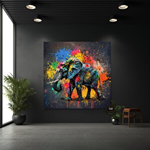 Renkli Fil Kanvas Tablo; Pop Art Fil