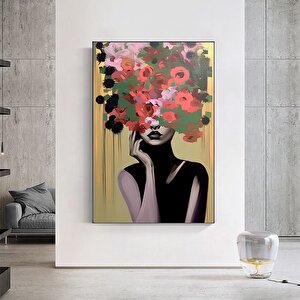 Çiçekli Kadın Kanvas Tablosu, Güller Ve Kadın Baskısı, Çiçek Kadın Portresi