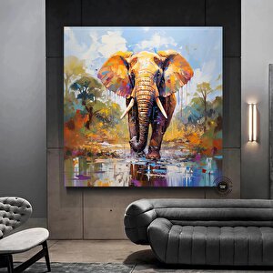 Fil Baskılı Kanvas Tablosu; Pop Art Fil; Afrika Duvar Sanatı