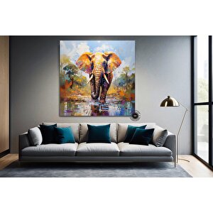 Fil Baskılı Kanvas Tablosu; Pop Art Fil; Afrika Duvar Sanatı