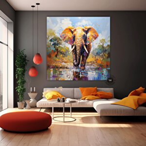 Fil Baskılı Kanvas Tablosu; Pop Art Fil; Afrika Duvar Sanatı