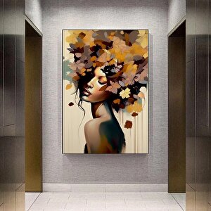 Çiçekli Kadın Portresi – Başında Çiçek Taçlı Kadın Kanvas – Moda Ve Sanat 50x70 cm