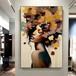 Çiçekli Kadın Portresi – Başında Çiçek Taçlı Kadın Kanvas – Moda Ve Sanat 50x70 cm