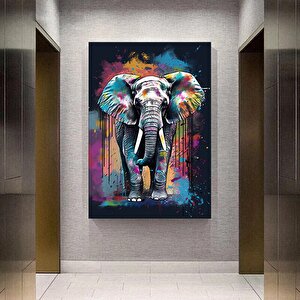 Soyut Çok Renkli Fil Duvar Sanatı Posteri, Fil Grafiti Duvar Sanatı, Renkli Fil Dekoru 30x40 cm