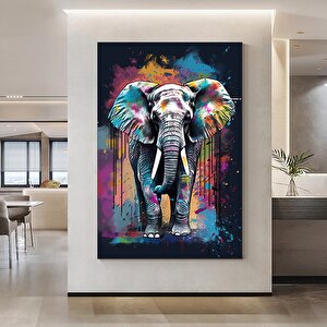 Soyut Çok Renkli Fil Duvar Sanatı Posteri, Fil Grafiti Duvar Sanatı, Renkli Fil Dekoru